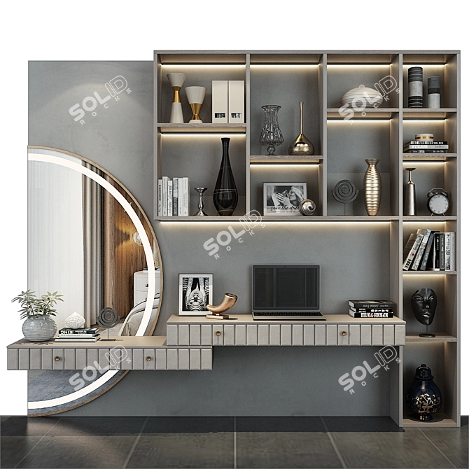 Modern TV Wall Decor Composition 3D model image 1