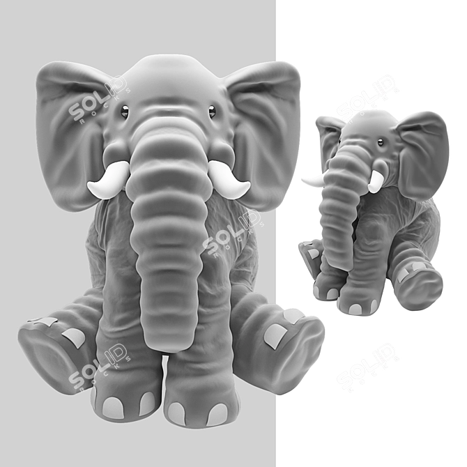 Cozy Elephant Plush Cushion 3D model image 1