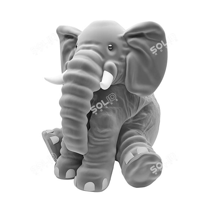 Cozy Elephant Plush Cushion 3D model image 4