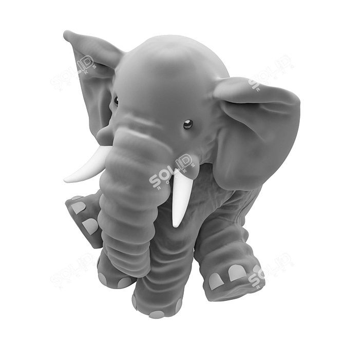 Cozy Elephant Plush Cushion 3D model image 5