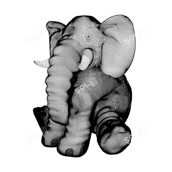 Cozy Elephant Plush Cushion 3D model image 7