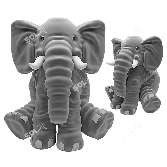 Cozy Elephant Plush Cushion 3D model image 8