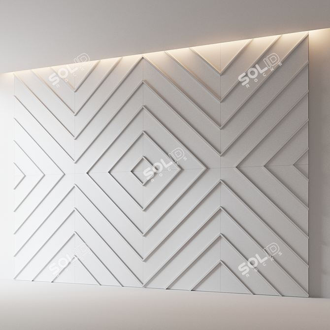 Decorative Relief Wall Panel 3D model image 3