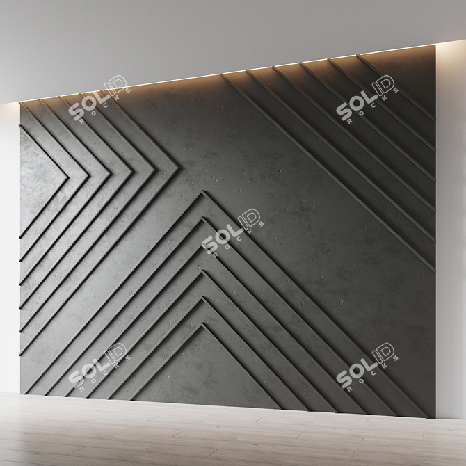 Decorative Relief Wall Panel 3D model image 3