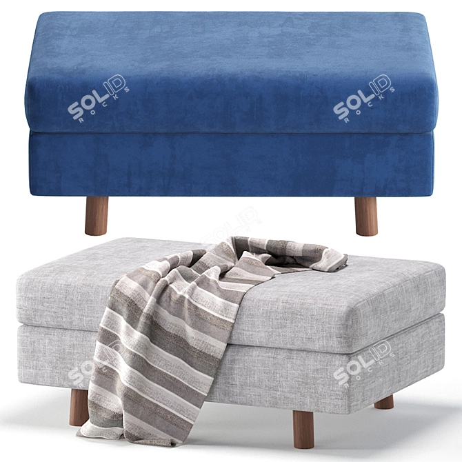 Elegant Velvet Beige Pouf Ottoman 3D model image 2