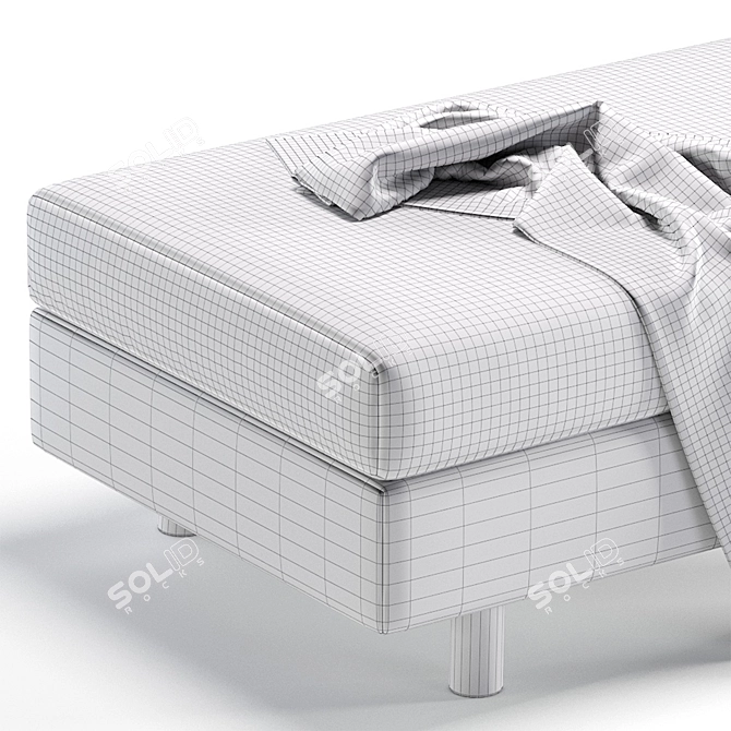 Elegant Velvet Beige Pouf Ottoman 3D model image 6