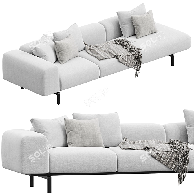 Elegant Kartell Largo Velvet Sofa 3D model image 1