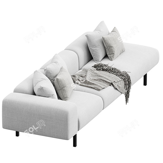 Elegant Kartell Largo Velvet Sofa 3D model image 2