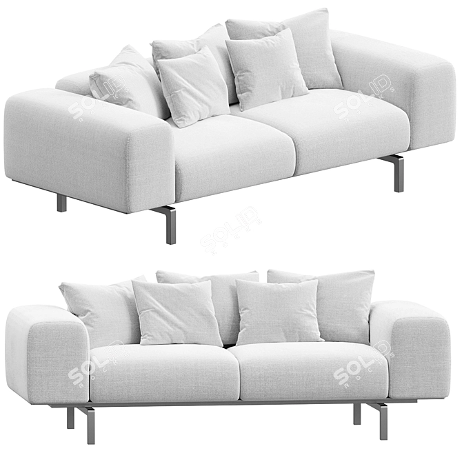 Spacious 2-Seater Sofa Chic Black 3D model image 1