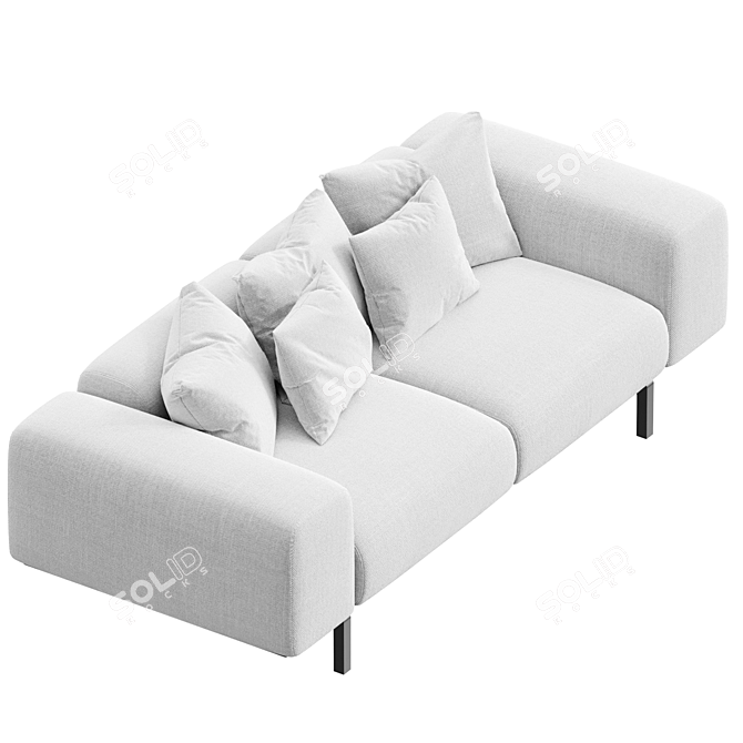 Spacious 2-Seater Sofa Chic Black 3D model image 2