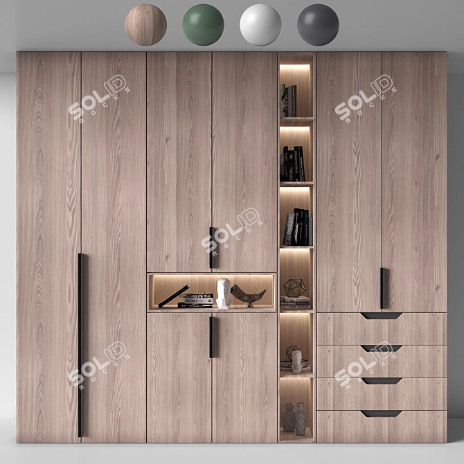 Adjustable Modern Wardrobe Furniture 3D model image 1