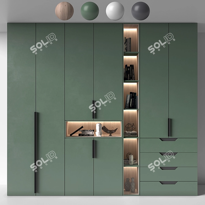 Adjustable Modern Wardrobe Furniture 3D model image 2