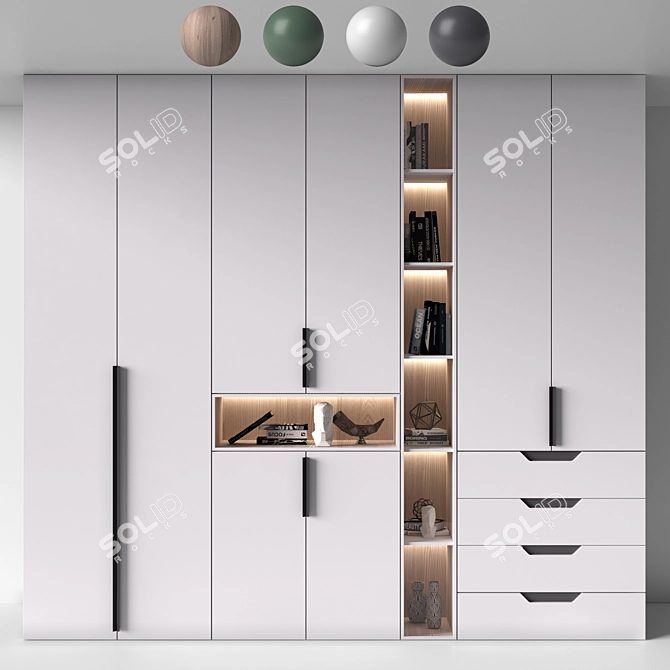 Adjustable Modern Wardrobe Furniture 3D model image 3