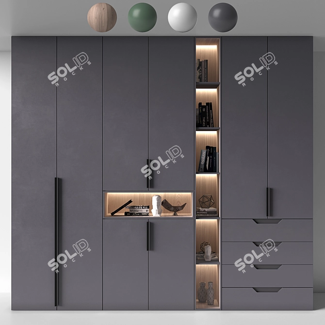 Adjustable Modern Wardrobe Furniture 3D model image 4