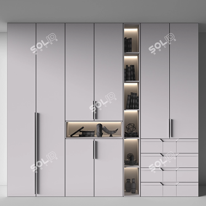 Adjustable Modern Wardrobe Furniture 3D model image 6