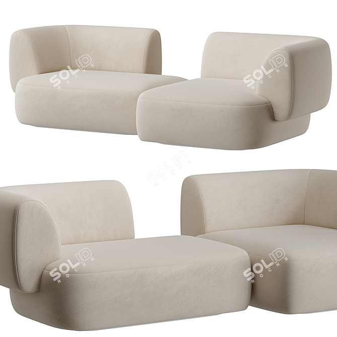 Modern Hug 3-Seater Sofa 3D model image 1