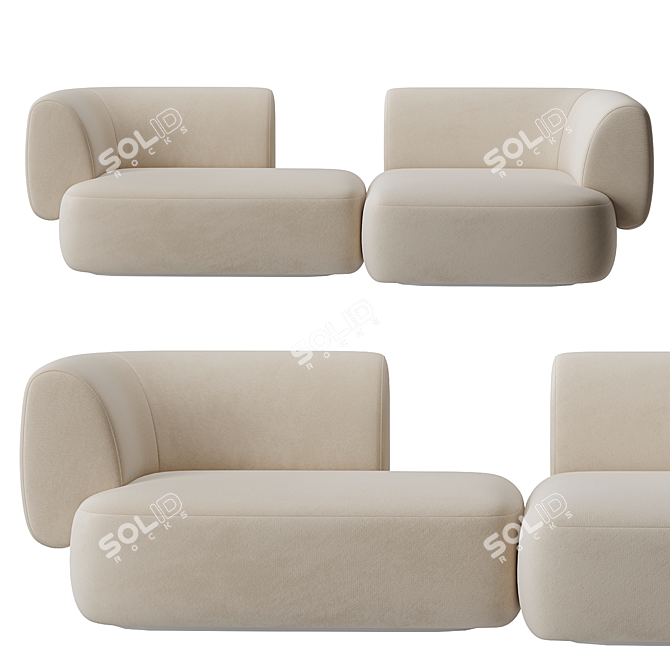 Modern Hug 3-Seater Sofa 3D model image 2