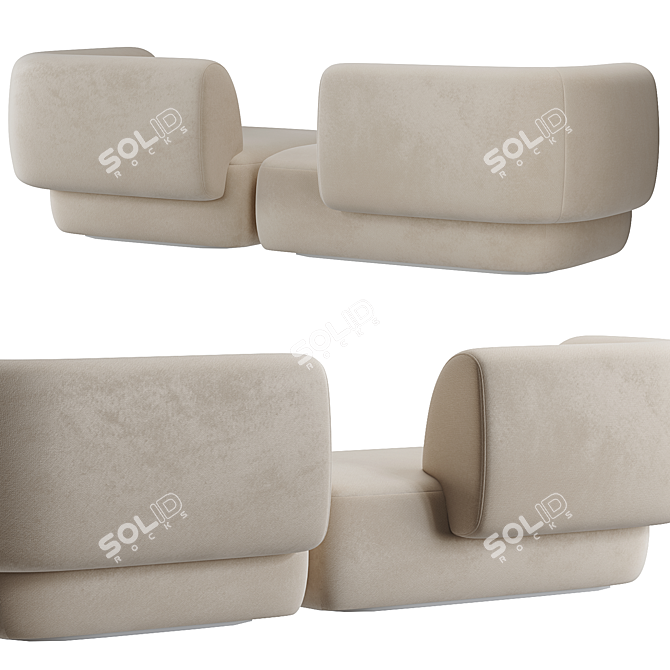 Modern Hug 3-Seater Sofa 3D model image 3