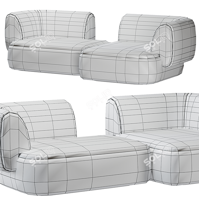 Modern Hug 3-Seater Sofa 3D model image 4