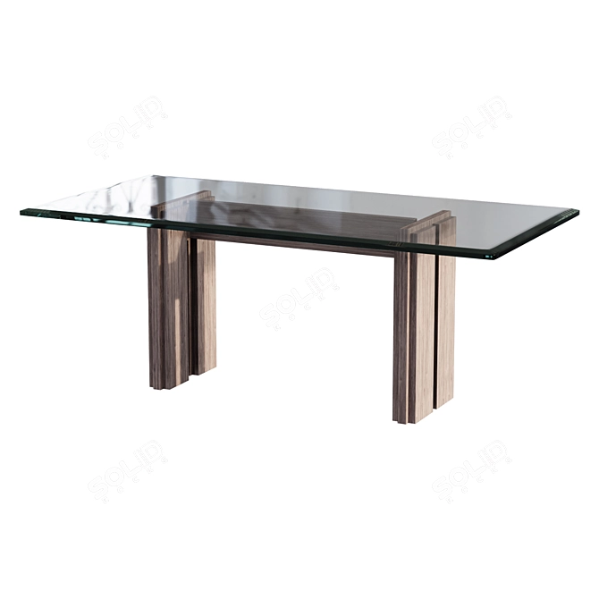 Italian Travertine Glass Console Pedestal 3D model image 1