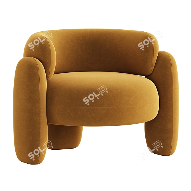 Elegant Velvet Upholstered Armchair 3D model image 3