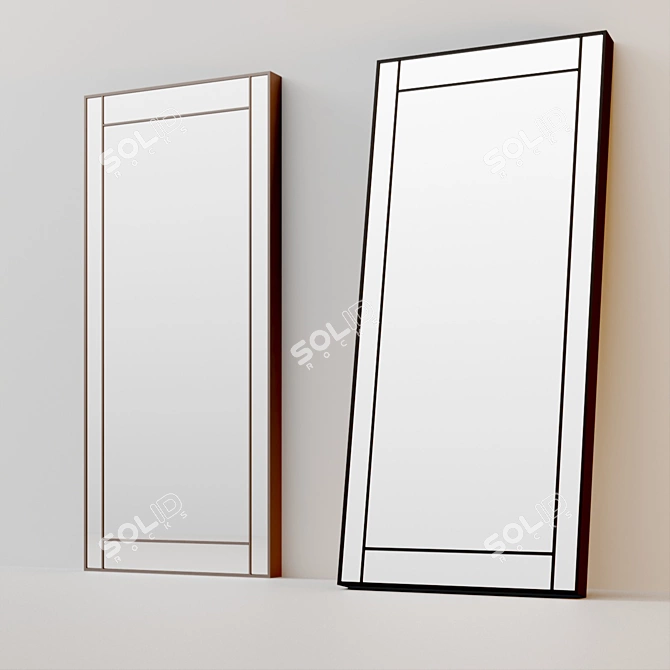 Minimalist Metal Floor Mirror 3D model image 2