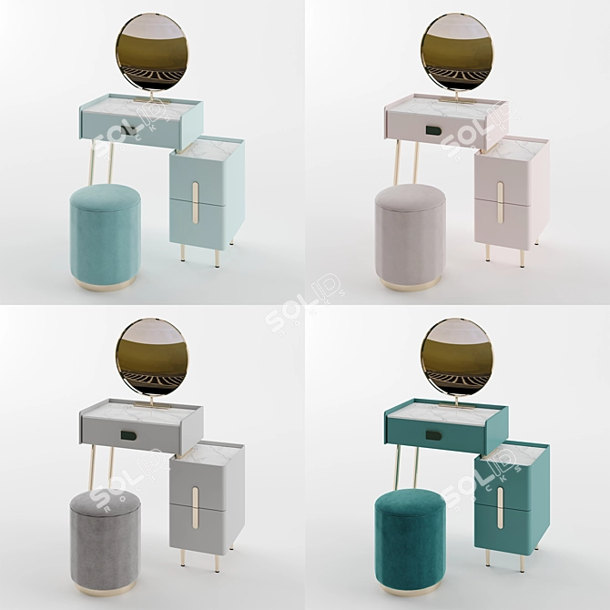 Modern Off-White Vanity Set 3D model image 5