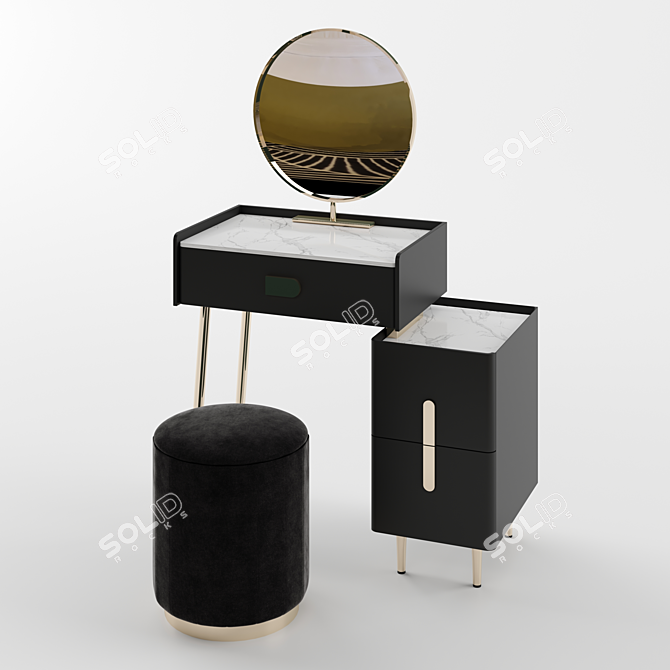 Modern Off-White Vanity Set 3D model image 7