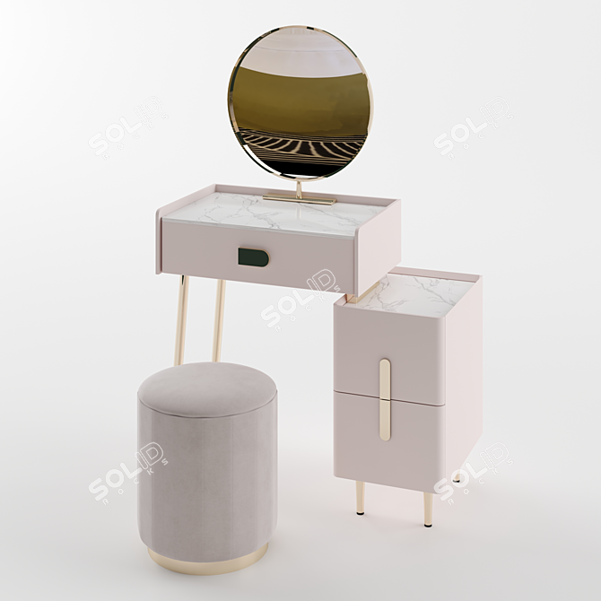 Modern Off-White Vanity Set 3D model image 8