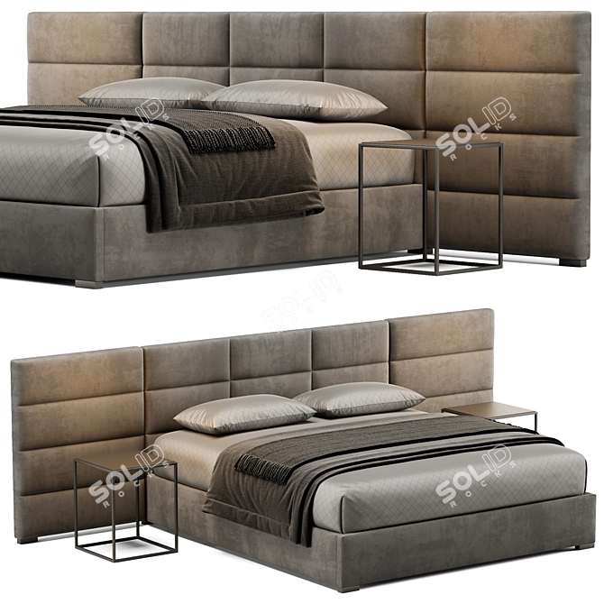 Elegant Fabric Extended Bed 3D model image 1