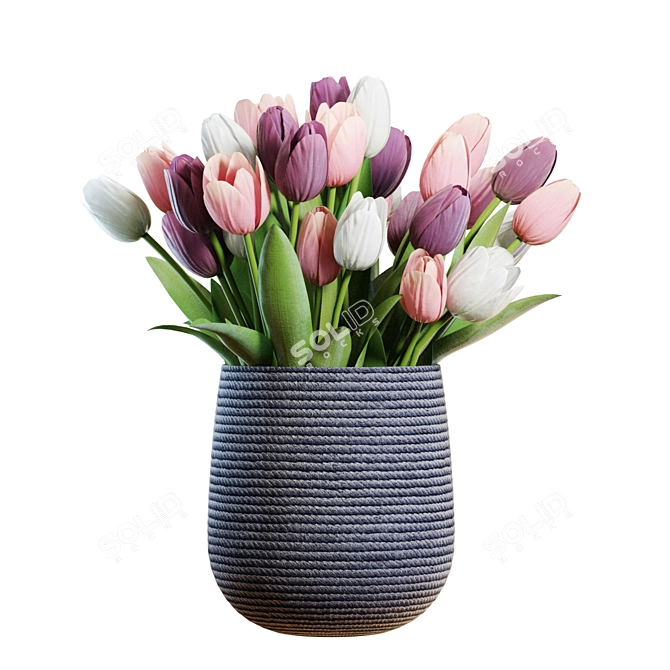 Elegant Tulips Bouquet 3D Model 3D model image 1