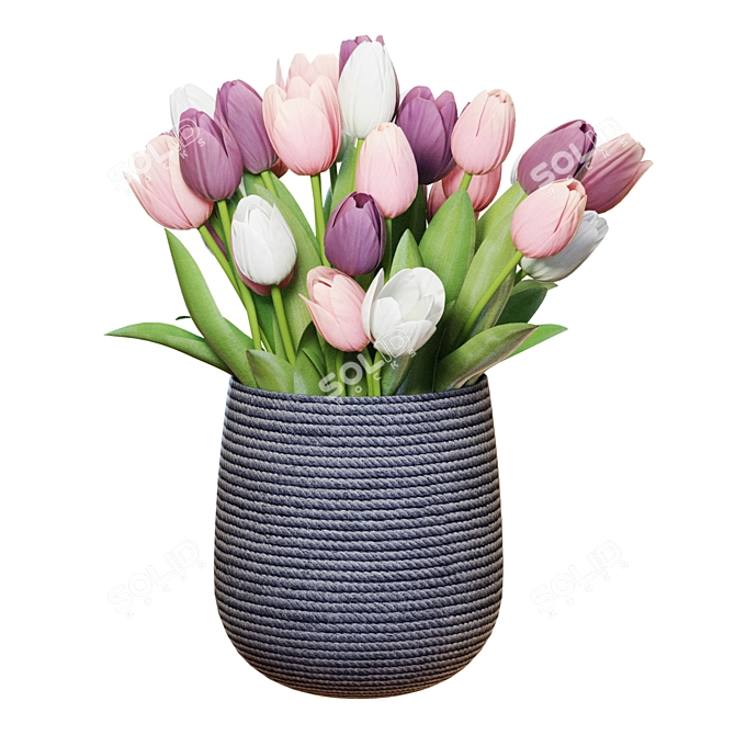 Elegant Tulips Bouquet 3D Model 3D model image 3