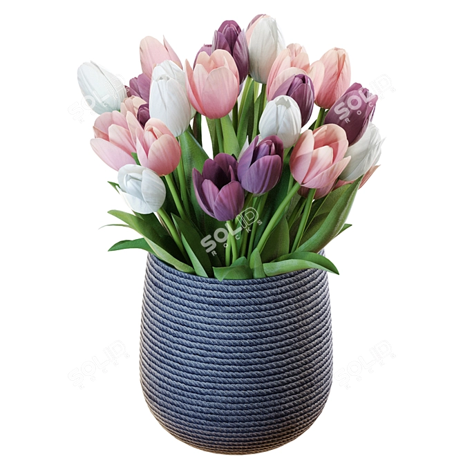 Elegant Tulips Bouquet 3D Model 3D model image 4