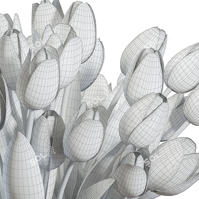 Elegant Tulips Bouquet 3D Model 3D model image 7