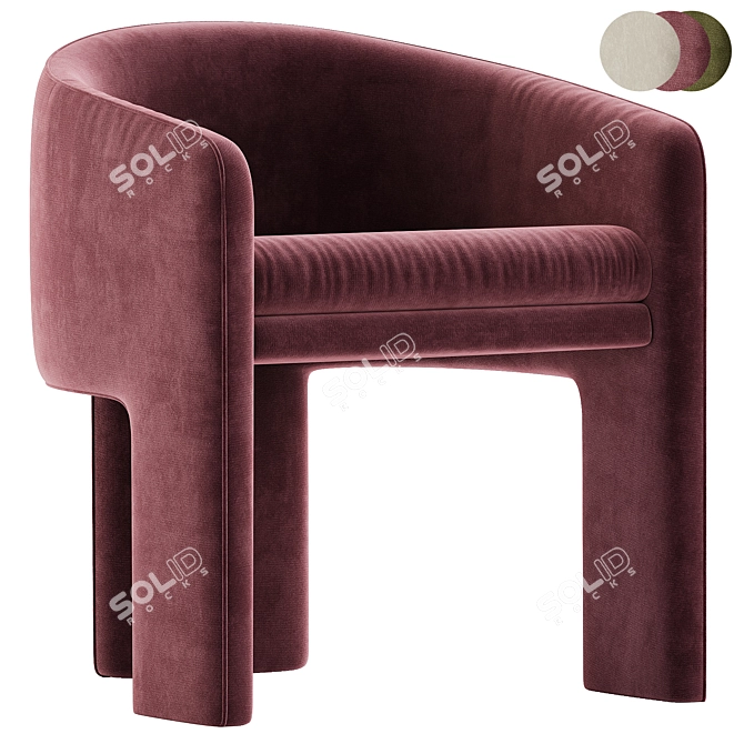 Milo Baughman Velvet Armchair Design 3D model image 1