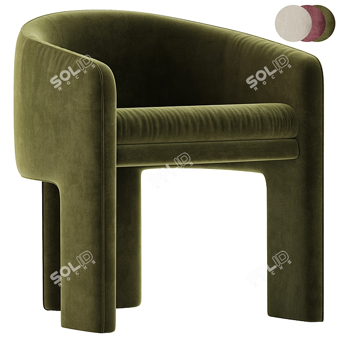 Milo Baughman Velvet Armchair Design 3D model image 2