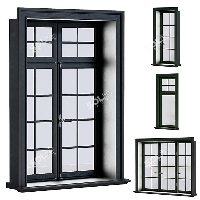 Scandinavian Windows Set with Textures 3D model image 1