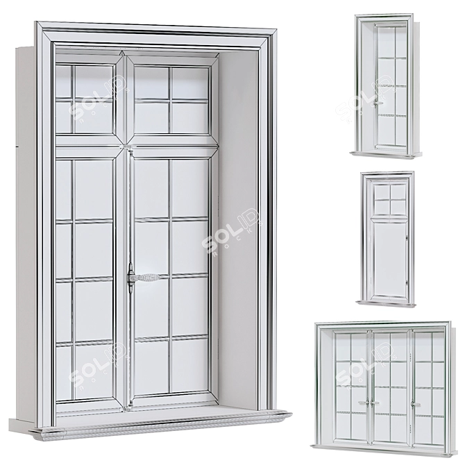 Scandinavian Windows Set with Textures 3D model image 5