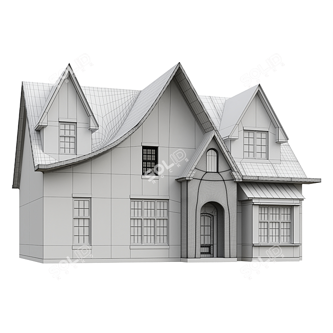 Classic American Style Two-Storey House 3D model image 2