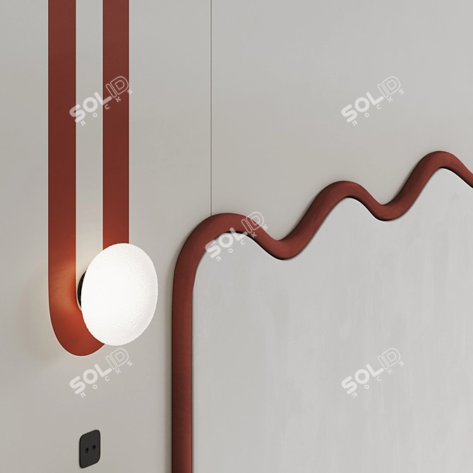 Title: Wavey Bed Headboard Set 3D model image 2