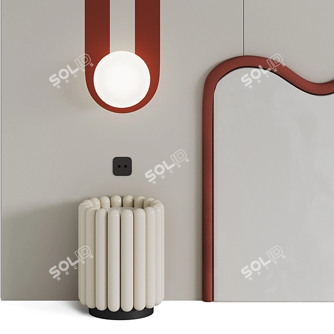 Title: Wavey Bed Headboard Set 3D model image 3