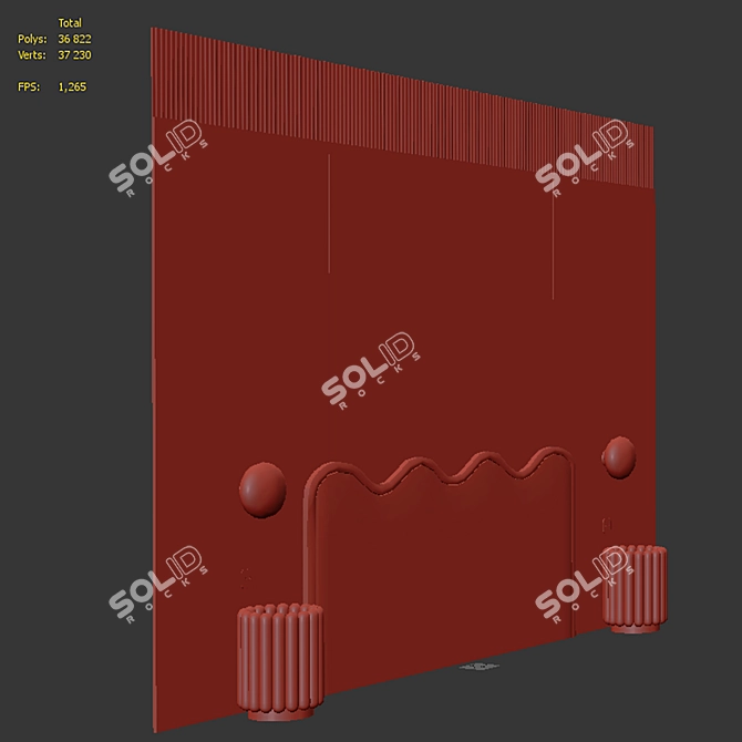 Title: Wavey Bed Headboard Set 3D model image 6