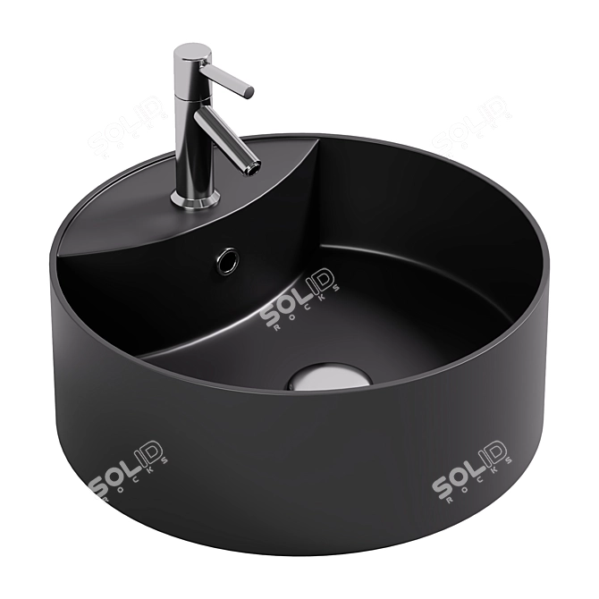 Ceramic Black Round Sink - 40cm Diameter 3D model image 1