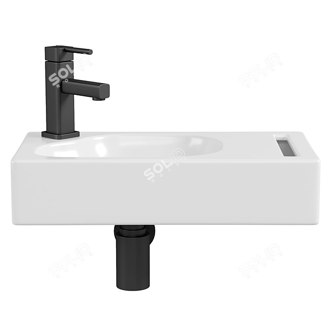 Suspended Hand Wash Basin with Towel Holder 3D model image 2