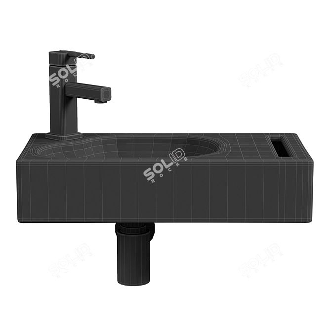 Suspended Hand Wash Basin with Towel Holder 3D model image 3