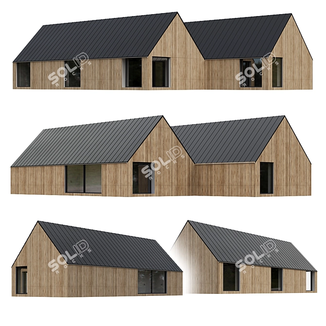 Modern Barnhouse Style Private Home 3D model image 1