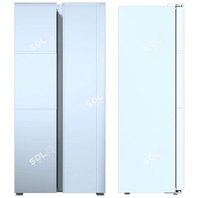 DEXP Silver Side-by-Side Refrigerator 3D model image 2