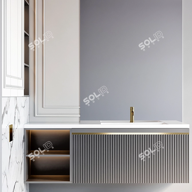 Modern Bathroom Vanity with Gessi Faucet 3D model image 2