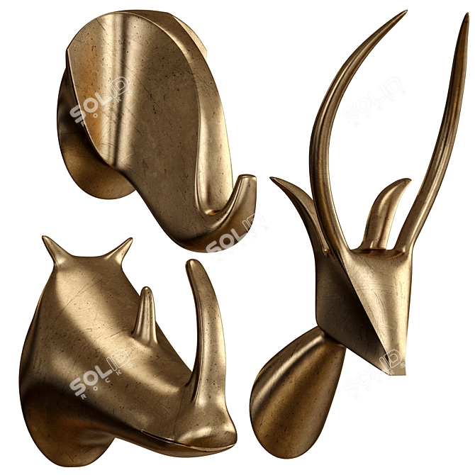 Safari Chic Animal Head Hooks 3D model image 1