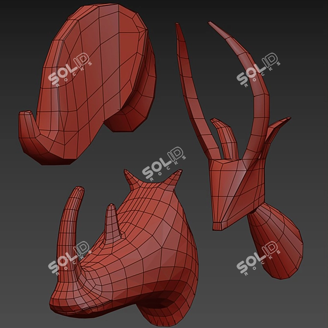 Safari Chic Animal Head Hooks 3D model image 5